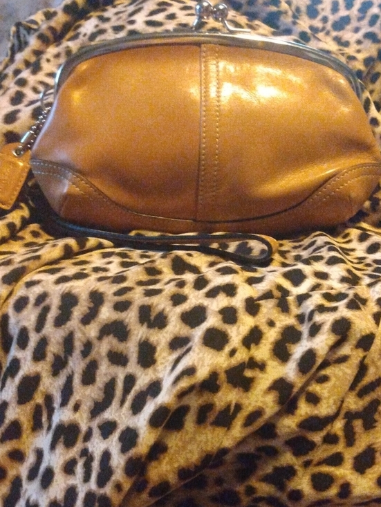 Coach Handbags - Vintage  Coach Tan leather kiss purse clutch